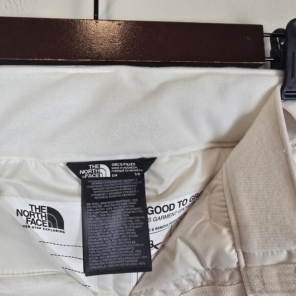 The North Face Girls Sz S/7-8 Freedom Insulated Snow Pants White Dune Snowboard - Picture 3 of 4